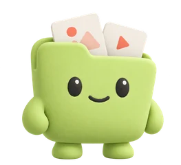 Instalaz mascot, a green folder holding photos